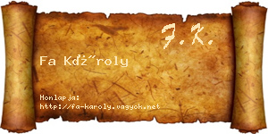 Fa Károly névjegykártya